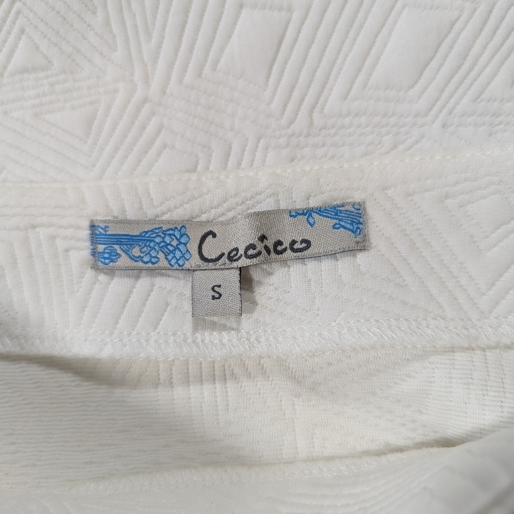 Cecico All White Asymmetrical Embroidered Classic Preppy Pencil Miniskirt - Picture 3 of 6